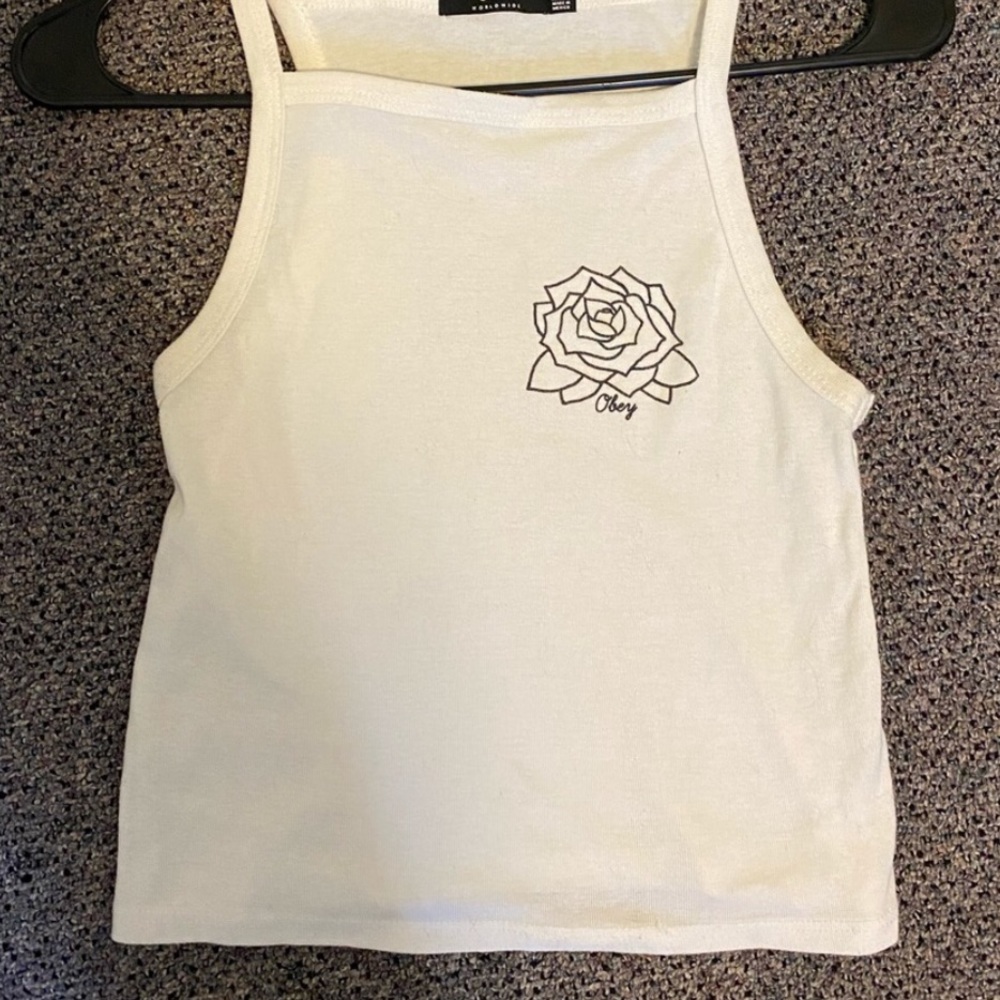 OBEY White with Black Orchid Halter Tank Top